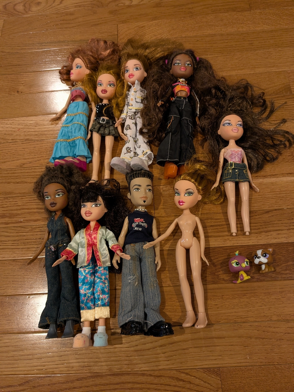 2001 Bratz Dolls Set Of 9 And 2 Pets